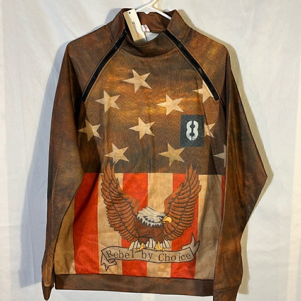 Tie Dye Fleece Double Zipper Sweatshirt ~ Size L ~ "Rebel by Choice"